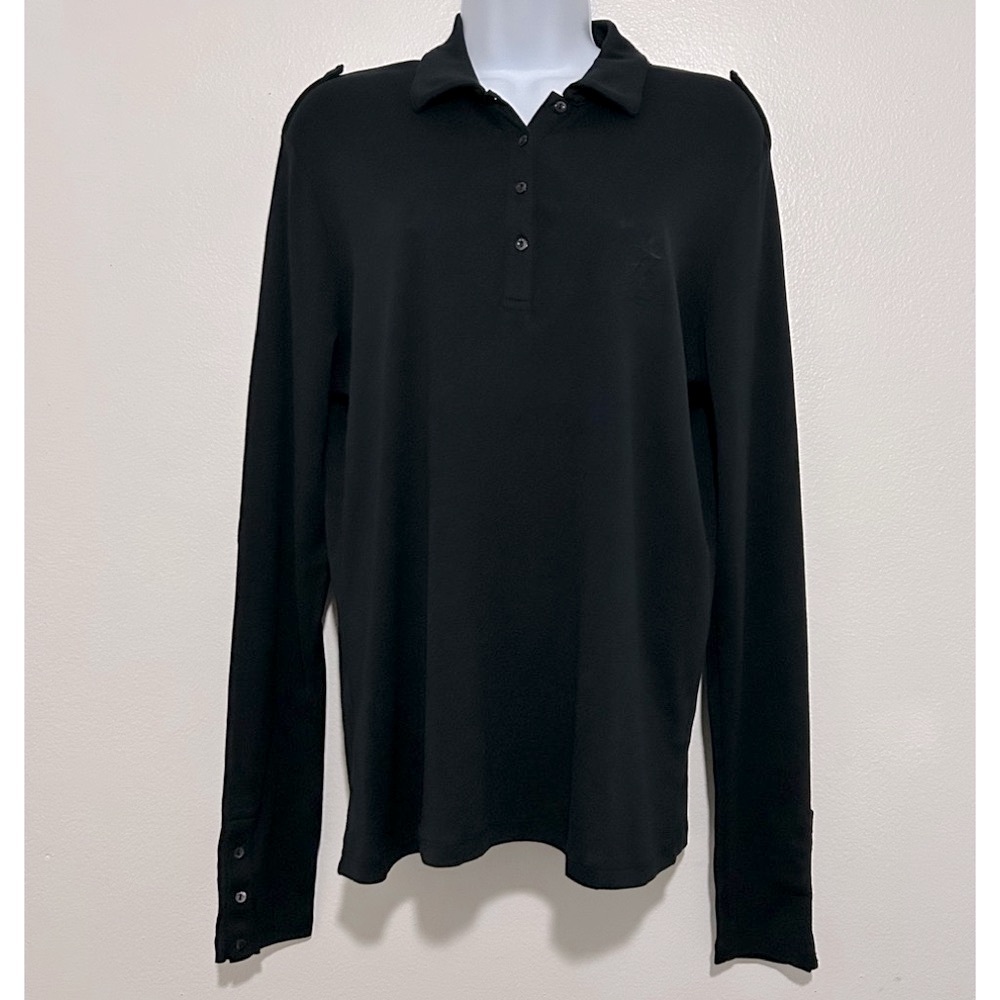 Faconnable Women’s XLarge Black Long Sleeve Golf Polo Shirt